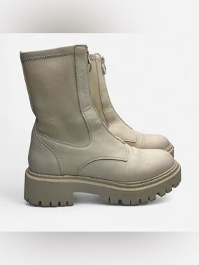Forever 21 Cream Platform Zip Combat Boots